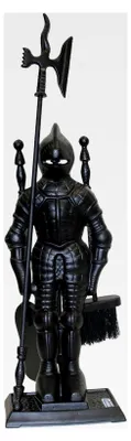 Produktbild von Kaminbesteck Kamingarnitur - Ritter aus schwarzem Gusseisen B/H/T = 22/73/13 cm