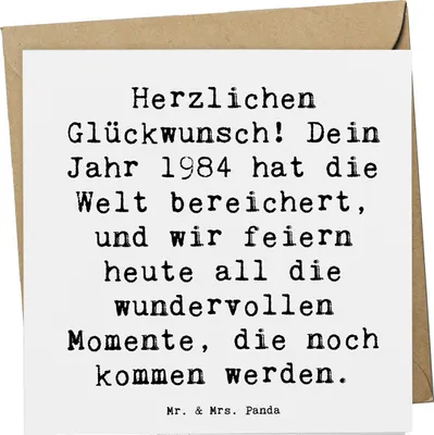 Produktbild von Mr. & Mrs. Panda Grußkarte Spruch 1984 Geburtstag - Weiß - Geschenk, Geburtstagskind, Happy Birthday, Glückwunschkarte, Klappkarte, unglaubliche Geschichten, anlasskarte