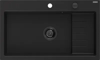 Produktbild von Mexen Omar Granitspüle 1-becken 800 x 480 mm, schwarz, Siphon schwarz - 6520801005-77-B