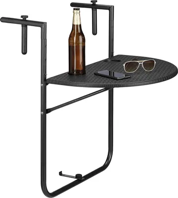 Produktbild von Famanu Balkontisch Klappbar - Inklusive 2 Becherhalter - Schwarz