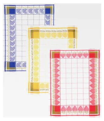 Produktbild von 3 Stück Geschirrtücher Halbleinen Küchenhandtuch Gläsertücher Früchte 50x70 cm