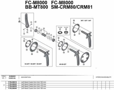 Obrázek produktu pro Kliková páka Shimano pro FC-M8000 170 mm levá