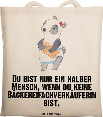 Produktbild von Mr. & Mrs. Panda Tote Bag Bäckereifachverkäuferin Herz - Transparent - Geschenk, Backstube, Tasche, Einkaufstasche, Bäckerei, Büchertasche, Beruf, Laptoptasche, Spruch