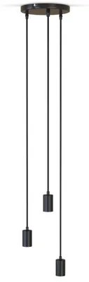 Image de Suspension vintage 3 douilles E27 dhauteur différente noir mat éclairage plafond rétro design industrie Ø210 hauteur 1200mm