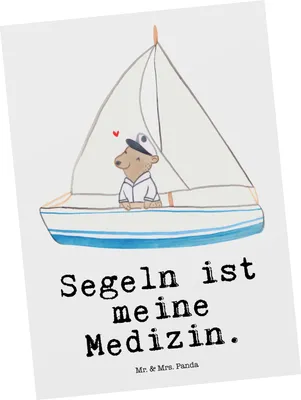 Produktbild von Mr. & Mrs. Panda Grußkarte Bär Segeln - Weiß - Geschenk, spruchkarte, Segelboot, Ansichtskarte, bildkarte, Postkarte, Segeltörn, Segelschule, Postkarten, Yachtclub