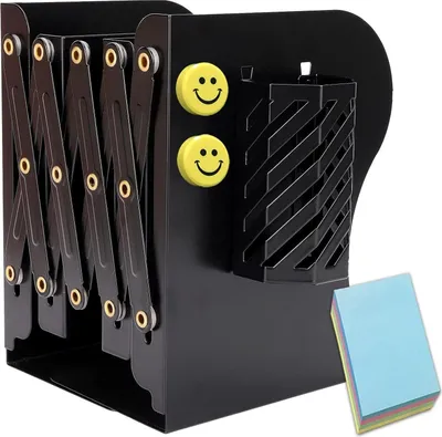 Image de Qualsen Serre-livres noir avec porte-stylo, réglable & antidérapant jusqu'à 19 pouces