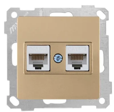Produktbild von 2-fach Netzwerkdose CAT5e Gold Optik – Unterputz IP20 für Innen – CANDELA