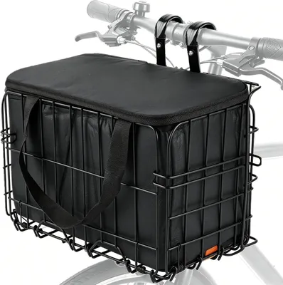 Obrázok produktu pre Bicyklový košík, skladací, drôtený, sPolyuretánvnútorným vreckom, pre mestské bicykle