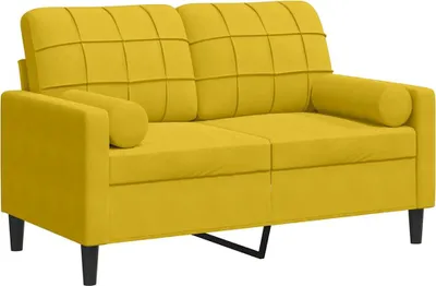Produktbild von vidaXL 2-Sitzer-Sofa mit Zierkissen Gelb 120 cm Samt