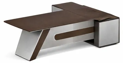 Productafbeelding van Modern bureau van hout en roestvrij staal met een minimalistisch design