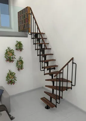 Produktbild von Minka Mittelholmtreppe Joker Turn 35 - 304cm Geschosshöhe Walnuss Schwarz
