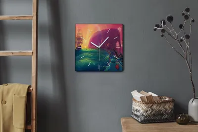 Produktbild von Coloray Hodiny Unikátní 30x30 cm  Tiché hodiny Pro obývací pokoj a kuchyň Nástěnné hodiny Plátno Bílé ručičky hodin - Oceán -Black Hands Ship