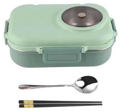 Thermo-Lunchbox 1100 ml, 3 Fächer, Edelstahl, auslaufsicher