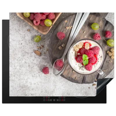 Obrázek produktu pro KitchenYeah® Krycí deska na sporák dezert - ovoce - dřevo, 65x52cm, dekorace do kuchyně, keramická krycí deska, krycí deska na varnou desku