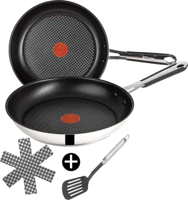 Produktbild von Tefal J90920 Edelstahl Bratpfanne 20cm – Induktionsgeeignet, Antihaftbeschichtung, Ergonomischer Griff – Robuste Silberne Pfanne für Fettfreies Braten