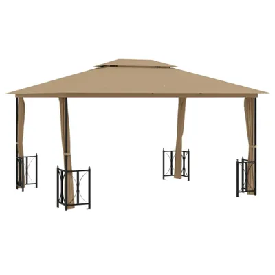 Produktbild von Pavillon mit Seitenwänden & Doppeldach 3x4 m Taupe
