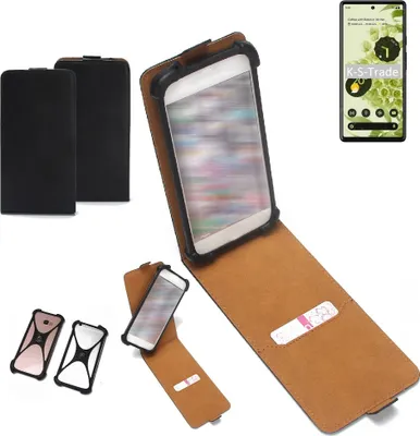 Produktbild von K-S-Trade Handyhülle Schutzhülle kompatibel mit Google Pixel 6 Hülle Case Cover Flip Style Bumper schwarz 1x