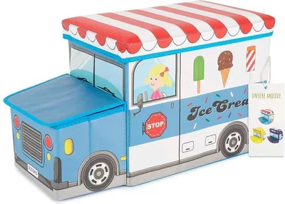 Immagine prodotto di Scatola portaoggetti Bieco con coperchio per bambini Gelato, pieghevole, sgabello con sedile e imbottitura, scatola portagiochi con spazio di archiviazione, cassapanca, bambini e bambine, 46 L, capacità di carico fino a 80 kg, giallo