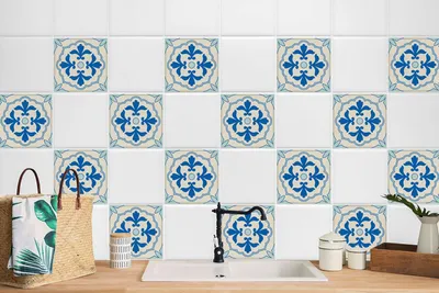 Produktbild von 24 Stück Laminierter Sticker Selbstklebende Wandaufkleber Für Bad Küche Blumenschmuck 20 x 20 cm