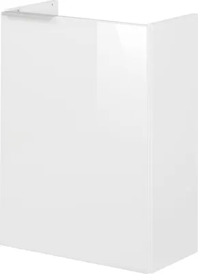 Produktbild von Fackelmann KARA Waschbeckenunterschrank schmal Unterschrank für Waschtisch im Gäste-WC (44 cm x 60 cm x 24,3 cm) Türanschlag rechts SBC Badezimmerschrank hängend in Weiß Hochglanz