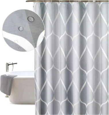 Produktbild von Duschvorhang 80x200CM Anti-Schimmel-Polyestergewebe, Original grauer wasserdichter maschinenwaschbarer Badevorhang, mit 8 rostfreien Haken und stabilem Saum