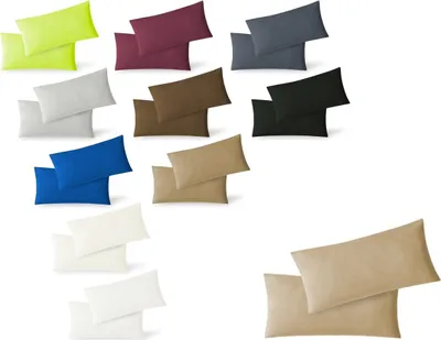 Produktbild von Jersey Kissenbezug Hülle 2 Sparpack Set mit Reißverschluss  hochwertige Qualität 40 x 60 cm sand