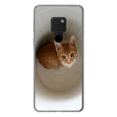 Produktbild von MuchoWow® Handyhülle Schutzhülle Hülle für Huawei P40 Lite Katze - Mülleimer - Weiß Silikon Softcase Handy Hülle - Handy