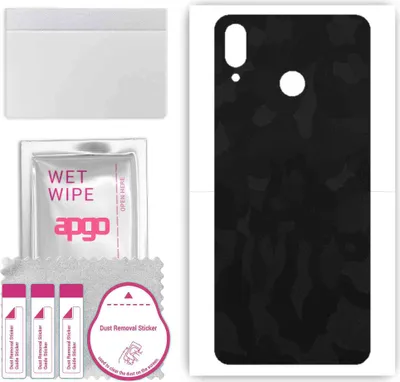 Produktbild von apgo Rückseite Schutzfolie, Skin, kompatibel mit Honor Play, Hinten Displayschutzfolie aus Vinylfolie, kratzfest, einfache Montage - Schwarzes Tarnmuster