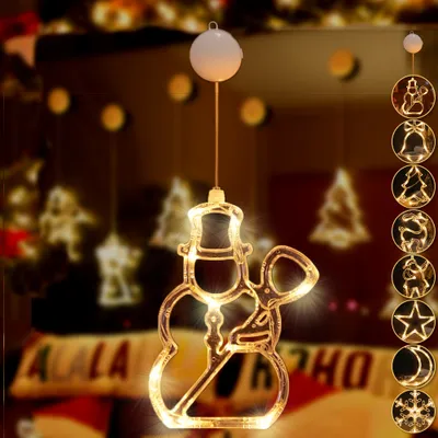 Produktbild von Lampki choinkowe LED bałwanek, lampki choinkowe LED na baterie wiszące, ciepłe białe dekoracje świąteczne do dekoracji bożonarodzeniowej imprezy balkonowej