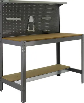 Produktbild von PROREGAL Werkbank BUFFALO mit Werkzeugwand und Ablage | HxBxT 84x90x61cm | Traglast 400kg | Grau