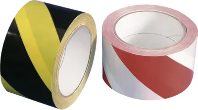 Produktbild von PVC-Warnband rechtsweisend, Folie, Gelb-Schwarz, 50 mm x 66 m