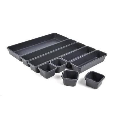 Produktbild von 9er Set Schubladen Organizer in Grau Schublade Einsatz Aufbewahrung Box Küche Büro