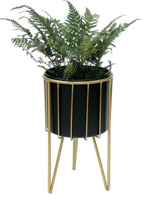 Image de DanDiBo Tabouret pour fleurs avec pot Métal Or Noir Rond M 40 cm Support pour fleurs 96039 Colonne pour fleurs Moderne Support pour plantes Tabouret pour plantes