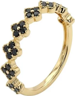 Produktbild von 375 Echtgold Ring mit schwarzen Zirkonia Damen Größe 58