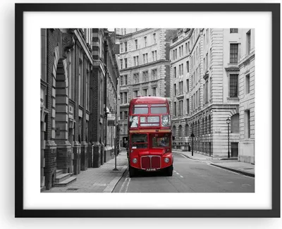 Produktbild von Gerahmtes Poster - Schwarzer Rahmen - Bus england urlaub london - 50x40 cm - Wand Bild - Wanddeko - Wandbilder - Wandposter - Bilderrahmen - Bilder - Kunstdruck - Wandbild - P2BAA50x40-2153