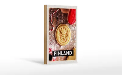 Produktbild von Holzschild Reise 12x18 cm Finnland Hirsch Plätzchen Weihnachten