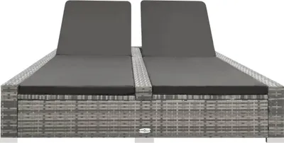 Produktbild von vidaXL Doppel-Sonnenliege Poly Rattan Grau