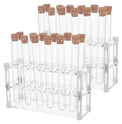Reagenzglas-Set: 2 Ständer + 24 Gläser, Acryl, transparent