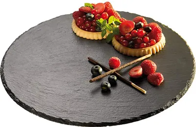 Immagine prodotto di Piatto da portata girevole in ardesia - 32 cm - piedini antiscivolo - nero - alta qualità