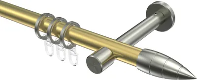 Produktbild von Interdeco Gardinenstange / Vorhangstange Messing-Optik / Edelstahl-Optik, Typ Prestige Samanto (Rillenpatrone), 20 mm Ø 1-läufig, 280 cm