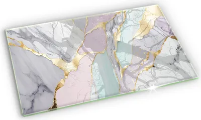 Produktbild von Grabkerze Untersetzer Glastafel Gummifüße Motiv - 52x30 cm - Pastellmarmor