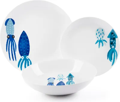 Image de Excelsa set de vaisselle 12 pièces encornet porcelaine bleu