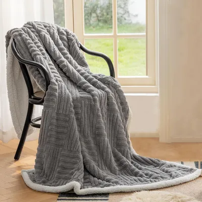 Obrázek produktu pro Sherpa, fleecová deka, 130x150 cm - Teplá a pohodlná - Světlě šedá