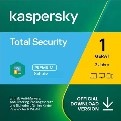 Produktbild von Kaspersky Total Security 2024 (Standard) | 1 Gerät | 2 Jahre | PC/Mac/Mobilgeräte | Sofortdownload