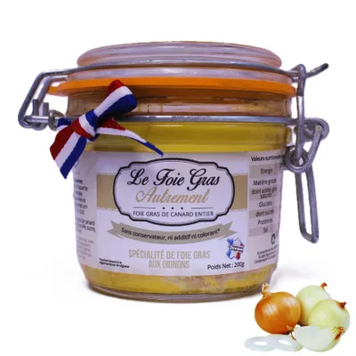 Obrázok produktu pre Foie Gras Entier z kačacej pečene s karamelizovanou jemnou cibuľou 200 g – Francúzska lahôdka – Relais Gourmet