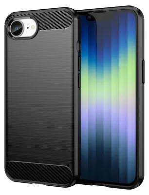 Produktbild von Mobigear Brushed Slim iPhone 16e Schutzhülle, flexibles TPU-Rückseitenetui - Schwarz