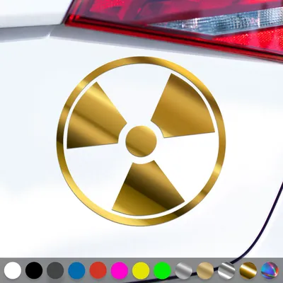 Produktbild von PantherPixel Radioaktiv Aufkleber Atomkraft Nuklear Warnung Sticker Auto Geschenkidee Farbe Chrom-Gold
