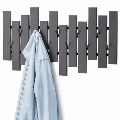 Produktbild von DanDiBo Wandgarderobe Schwarz Metall Modern 96713 Garderobe Wand mit Haken Garderobenleiste Hakenleiste Garderobenhaken