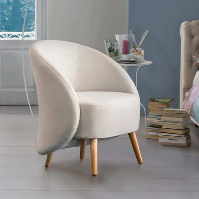 Produktbild von Lounge-Sessel Annarella, Design-Sessel für das Wohnzimmer, 100%  Italy, Relaxsessel aus gepolstertem Stoff, Cm 70x60h80, Beige