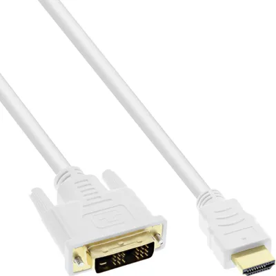 Image de InLine® 17659U Câble HDMI-DVI blanc / or HDMI mâle vers DVI 18+1 mâle 0,5m